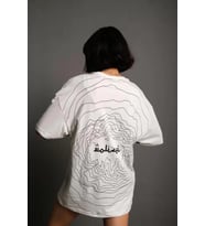 pilelistore- Bisiklet Yakalı Sırt Baskılı Oversize T-Shirt - Beyaz
