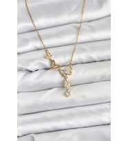 316L Çelik Zincir Gold Renk Kelebek Model Kadın Kolye 5886 - EEEEEE2563-7233