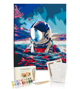 Sayılarla Boyama Seti 40 x 50 cm Tuval Şasesine Gerili Astronot
