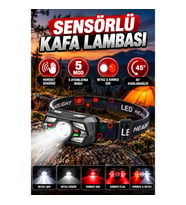 Hareket Sensörlü LED Kafa Lambası – 5 Modlu Kırmızı ve Beyaz Işık 45° Ayarlanabilir
