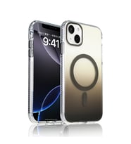 iPhone 15 Kılıf Magsafe Şarj Özellikli Transparan Renk Geçişli Gradient Luxury Kapak (Gri)