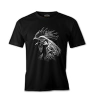 Rooster Realistic Siyah Erkek Tshirt