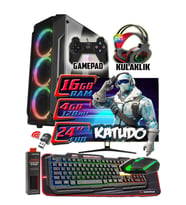WarboX KATUDO 22" Monitör i3 6100 16gb Ddr4 Ram 256gb Ssd 250gb Hdd R7 240-4gb E.kartı Gaming Takım (Siyah)