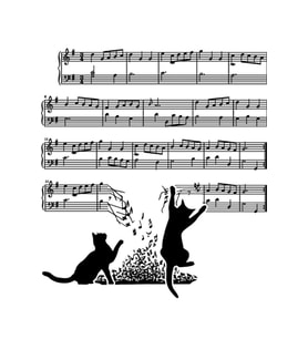 Kediler Ve Müzik Sayfası Tablo Ahşap Poster Dekoratif