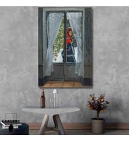 Tekli Dikey Kanvas Tablo Ünlü Eserler Claude Monet Kırmızı Pelerin