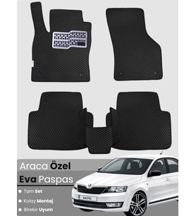 SKODA RAPİD (2012-2019) Uyumlu EVA Paspas Tam Set–Oto Paspas,Araca Özel,Kolay Montaj