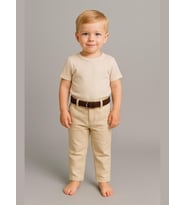 Erkek Bebek Kemerli Cepli Keten Pantolon (Krem)