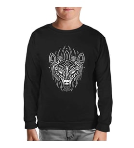 Tribal Viking Bear Siyah Çocuk Sweatshirt