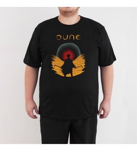 Bant Giyim - Dune Büyük Beden Siyah Erkek Tişört (Siyah - Beyaz)
