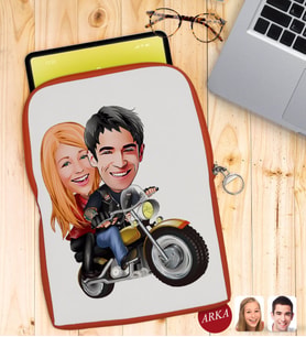 BK Gift Kişiye Özel Sevgililer Karikatürlü Taşınabilir Koruyucu Tablet Kılıfı & Organizer Çanta - Turuncu-17