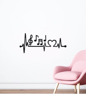 BK Home Müzik Notaları Tasarımlı Ahşap Duvar Süsü-4 (Siyah)