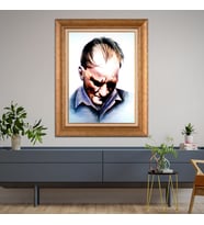 Altın Varaklı Çerçeveli Paspartulu Atatürk Tablo DC1081 (Gold)