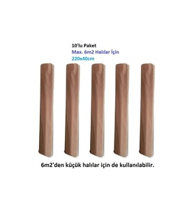 Mandaş Tekstil 10 Adet Halı Hurcu Kılıfı Poşeti 220x40cm (Max. 6m2 Halı İçin) (Bej)