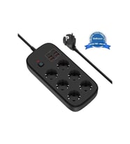 Termal Akım Korumalı 6 lü Priz 4x Usb 2x Type-c Çıkışlı Grup Priz Çoğaltıcı (3500w) Siyah