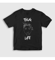 Presmono Unisex Çocuk Siyah Thug Life Tupac Shakur T-Shirt 46485tt