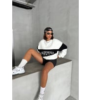 kadın siyah bisiklet yaka california sweat NBG038