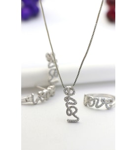 Love Kolye-Küpe-Yüzük Gümüş Set