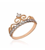 Rose Altın Taç Yüzük 14K 2,10 Gr (Çok Renkli)