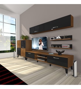 Decoraktiv Eko 6Y Slm Dvd Silver Tv Ünitesi Tv Sehpası (Siyah - Ceviz)