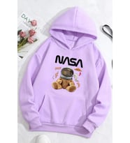 Unisex Nasa Bear Baskılı Sweatshirt (Lila)