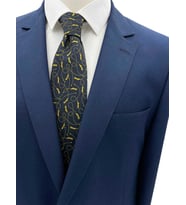 Brianze Lacivert Sarı Motif Desen Kravat  