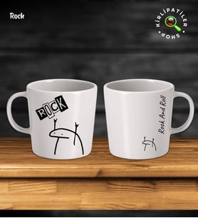 KirliPatiler Taş Kupa Fincan Üzeri Rock And Rolls Baskılı (Model 2)