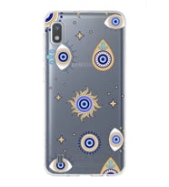 PrintiFy Samsung Galaxy A10 ile Uyumlu 1mm Slim Fit Nazar Boncuğu 5 Baskılı Şeffaf  Kılıf