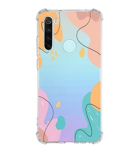 Xiaomi Redmi Note 8 Köşe Korumalı Antişok Kapak Karışık Renkler Tasarımlı Şeffaf Silikon Kılıf