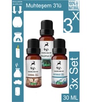 Mrl Sandal, Okyanus, Okaliptus Muhteşem Üçlü Saf Esansiyel Uçucu Yağ Buhurdanlık Yağı Difüzör 3x 10ml