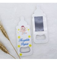 Hayaller Dükkanı 30 Adet Bebek Baskılı Biberon Açacak Magnet 4,5x10,5 Cm Uv Erkek Bebek Magnetleri Bebek Şekeri