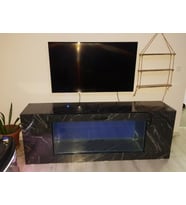 Akvaryum TV ünitesi Parlak Bendir Granit desen 198x44x70 Cm