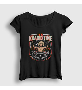 Presmono Kadın Siyah Time Ufc Khabib Nurmagomedov T-Shirt 312982tt