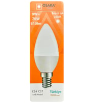 (1 Adet) Osaka 9W (70W) Beyaz Işık (6500K) E14 Duylu (İnce Duy) Led Mum Ampul