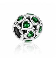 Nur Silver Yeşil Kalpli Gümüş Charm NUR-BL00991