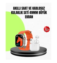 Mey İthalat® Watch 9 Max Akıllı Saat Seti 2 Kordonlu Kablosuz Kulaklık Hediyeli