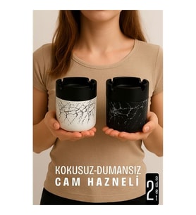 Cam Küllük - Mermer Desenli 2 li Küllük Seti  Kafe Küllüğü Restoran Küllüğü Masaüstü Küllük