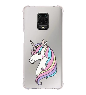 Xiaomi Redmi Note 9 Pro Köşe Korumalı Antişok Kapak Unicorn Tasarımlı Şeffaf Silikon Kılıf
