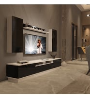 Decoraktiv Trendstyle 5220DS Slm Tv Ünitesi Tv Sehpası - Beyaz Siyah (Siyah - Beyaz)