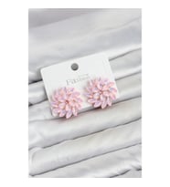 Mey İthalat® Pembe Renk Kristal Taşlı Çiçek Model Kadın Küpe