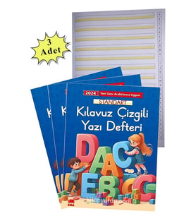 Yeni Müfradat Güzel Yazı Defteri A4 19x27 cm 24 Yaprak 3 Adet Standart Kılavuz Çizgili Yazı Defteri Satır Aralıklarına Uygun (Çok Renkli)