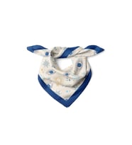 Krem Lacivert Mavi Göz ve Ay Motifli Fular