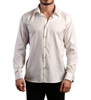 Krem 8 Drop Ekstra Uzun Kol Dar Kesim Micro Kumaş Kol Düğmeli Slim Fit Erkek Gömlek - 197-10
