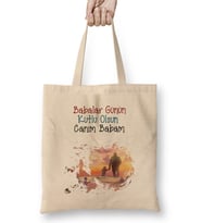 Babalar Günü Babaya Hediye 011 Bez Çanta Uzun Saplı