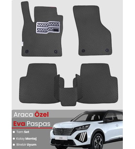 Peugeot 2008 Benzinli (2020-2025) Uyumlu EVA Paspas Tam Set–Araca Özel Kesim,Kaymaz,Kolay Montaj