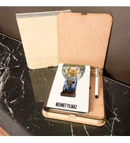 Gazeteciye Hediye Ahşap Kutulu Defter Kalem Set 