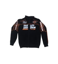 Erkek Büyük Beden Harley Davidson  Sweat Ceket Siyah Uzun Kollu Cepli Yazılı Fermuarlı Hakim Yakalı Bomber Ecfh-Hd