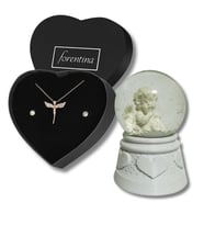 Forentina Rose Melek Kolye Küpe - Kar Küresi Hediye Set PS3213