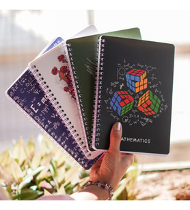 A5 Spiralli Karton Kapak 4'lü Set Kareli Ders Programlı Not Okul Defteri - Akademi Serisi (Karışık)