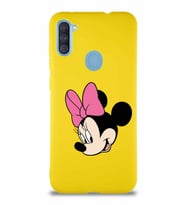 Samsung Galaxy A11 Soft Premier Kapak Minnie Mouse-B Tasarımlı Silikon Kılıf - Sarı (Şeffaf)
