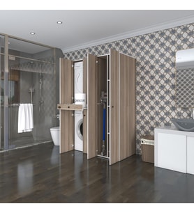 Kenzlife çamaşır-kurutma makinesi dolabı şahrur sağ crd 187*120*60 çekmeceli banyo (Beyaz)